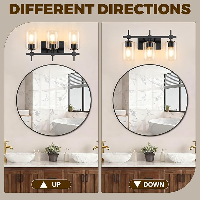 Asnxcju 3-Light Matte Black Vanity Light - Image 4