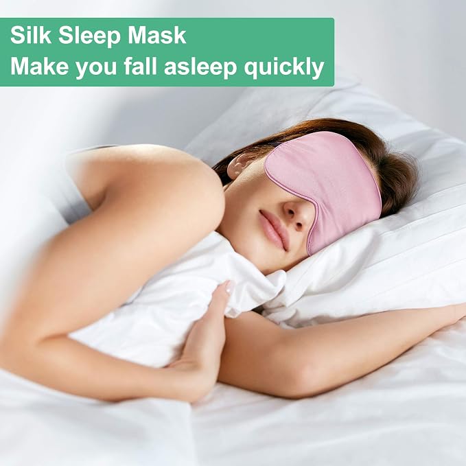 6 Pieces Natural Silk Sleep Mask Soft Eye Mask Adjustable Strap Blindfold - Image 5