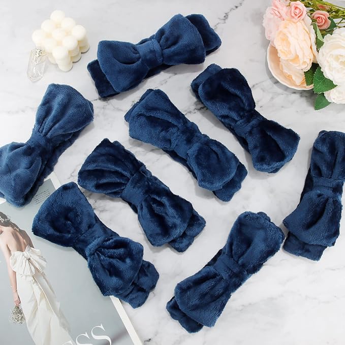 Ondder Spa Headband for Washing Face 8 Pack Navy Blue Skincare Headbands for - Image 7