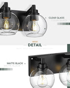 Bathroom Light Fixtures, 4 Light Matte Black Vanity Light, 26 Inch Modern Wall - Image 2