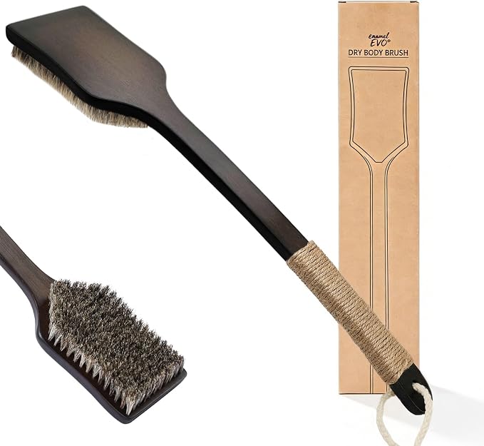 Back Scrubber Shower Brush, Dry Brushing Body Brush by EnamelEVO