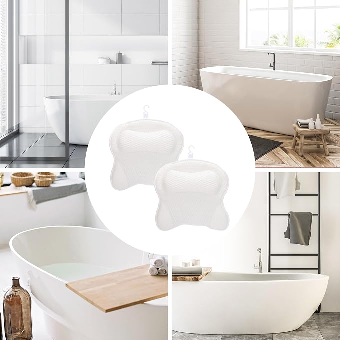 2 Pack Bath Pillow for Tub, Luxury Bathtub Pillow - Image 7