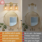 Zarbitta 3-Light Bathroom Light Fixtures, Brushed Gold Vanity Light, Farmhouse - Image 3