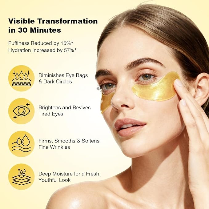 Under Eye Patches 60PCS, 24K Gold Collagen Eye Mask - Image 5
