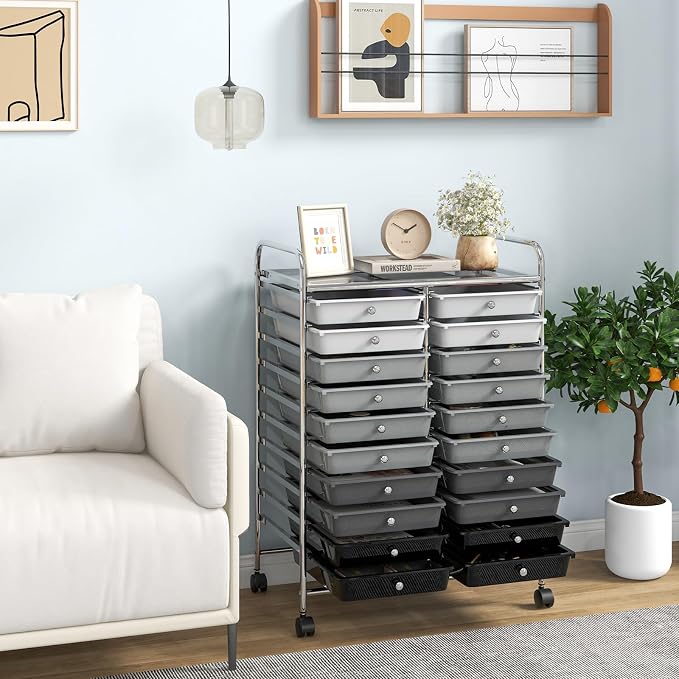 Giantex 20 Drawers Rolling Cart, Mobile Storage Drawer Cart, Classroom - Image 2