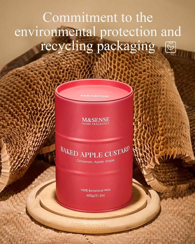 M&SENSE Baked Apple Scented Candles Large, Natural Soy Candles 21.2oz 120 Hour - Image 6