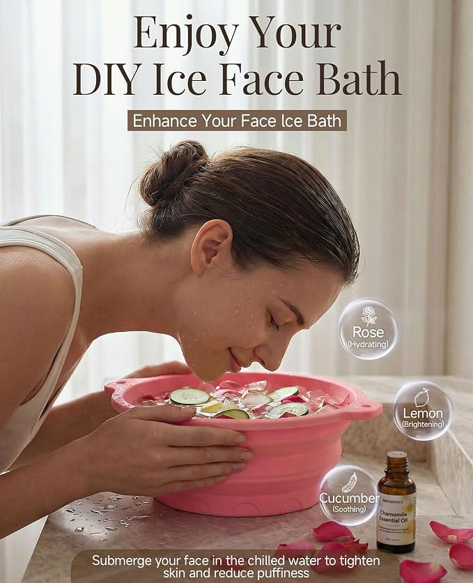 Face Ice Bath Bowl with Built-in Ice Tray, Collapsible Silicone Face Bowl - Image 3