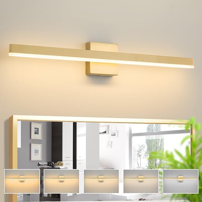 Gold Bathroom Vanity Light 31.5 inch, 26W Dimmable 5CCT LED Modern Bathroom by Eicrkodn