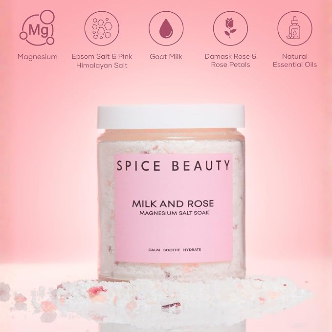 Goat Milk & Rose Magnesium Salt Soak | Epsom & Magnesium Bath Soak - Image 2