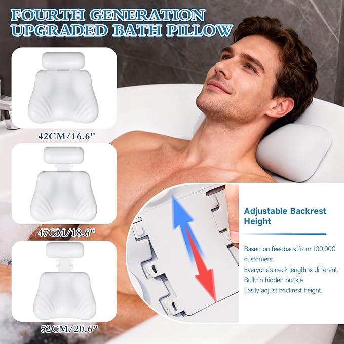 Silicone Bath Pillows for Tub, Easy Clean, Quick Dry, Non Slip Bath Pillow - Image 2