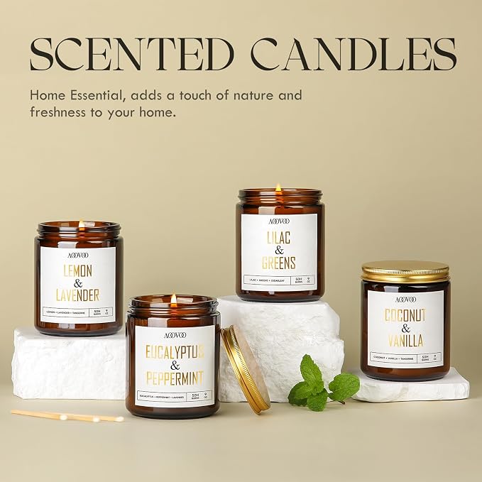 AOOVOO Eucalyptus Mint Candles - 9 oz Scented Candles - Image 5