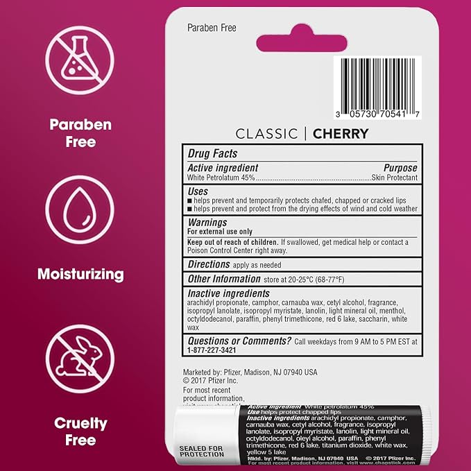 ChapStick Cherry Lip Balm 4-Pack + 1 Original ChapStick, Lip Moisturizer - Image 9