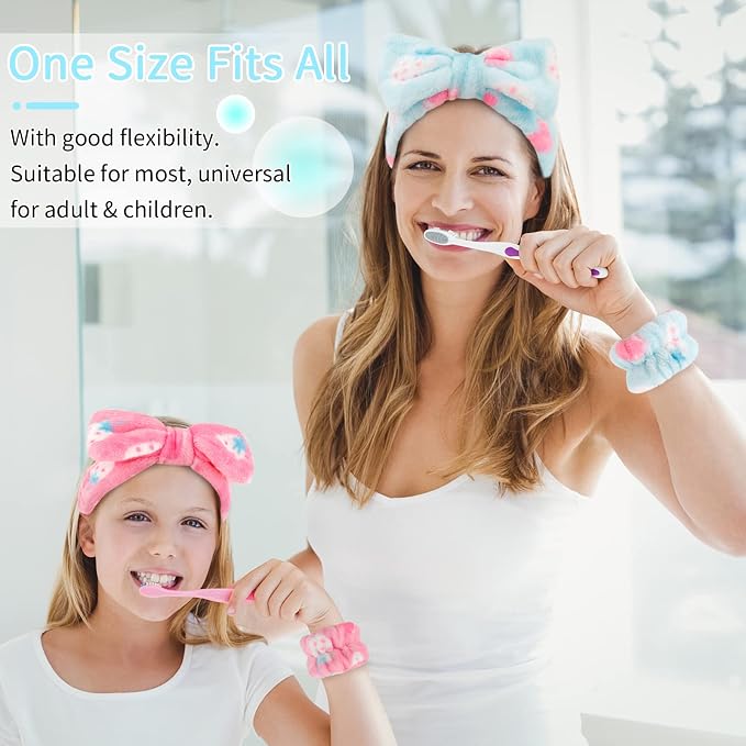 WHAVEL 6PCS Spa Headband and Wristbands Set, Face Wash Headband Wrist Bands - Image 4