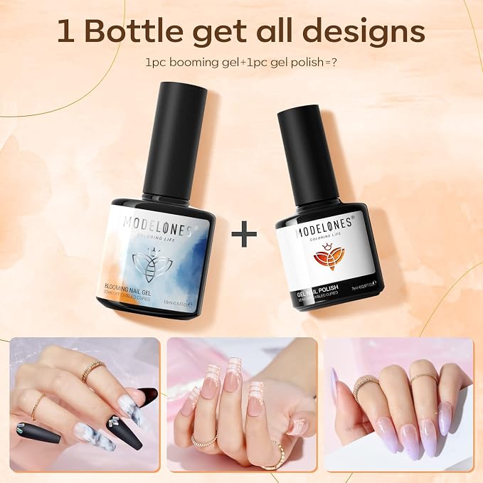 modelones Blooming Gel Nail Polish, 15 ml Clear Nail Art Accessories Stuff - Image 5