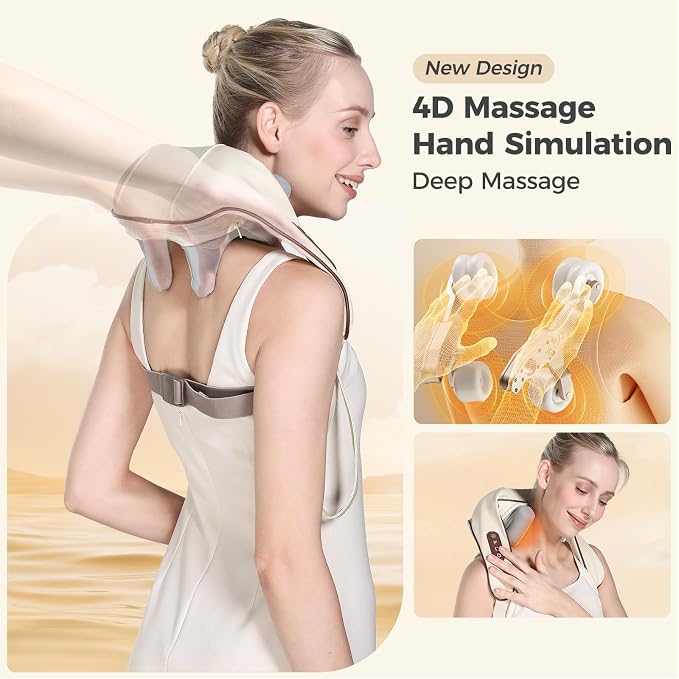 KppeX 4D Deep Cordless Neck Massager Pillow, Shiatsu Shoulder Massager - Image 2
