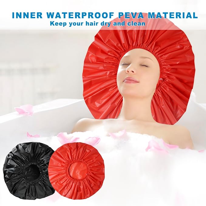 Jumbo Size Shower Cap 2 PCS Waterproof Shower Caps - Image 9