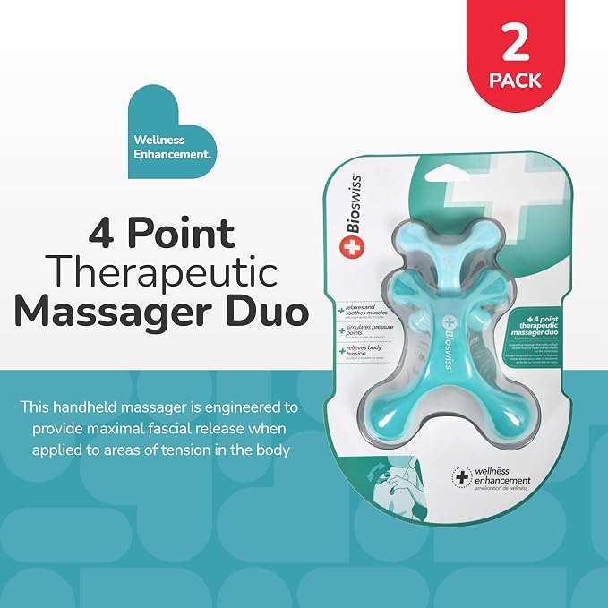 BioSwiss 2-Pack Handheld Full Body Massager, 4-Leg Pressure Point Tool - Image 2
