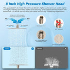 Hibbent cUPC Certified All Metal 8" Rainfall Showerhead Combo, High Pressure - Image 4