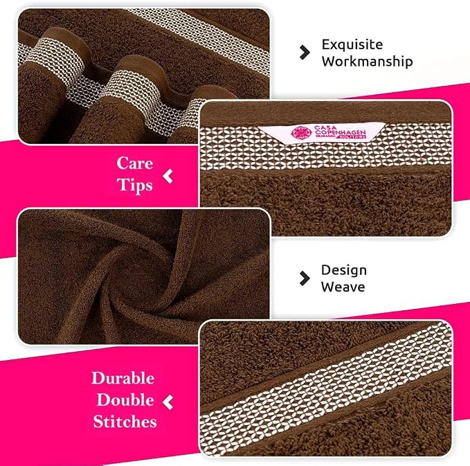 CASA COPENHAGEN Solitaire 6Pcs 100% Egyptian Cotton Large Designer Towels Gift - Image 3