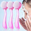 3 Pieces Facial Cleansing Brush Acrylic Handle Face Scrubbers Soft Bristle by Patelai