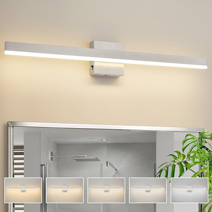 Nickel Bathroom Vanity Light 31.5 inch, 26W Dimmable 5CCT LED Bathroom Light by Eicrkodn
