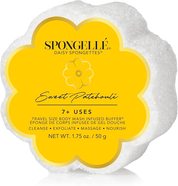 Spongellé Sweet Patchouli Daisy Spongette Bath Sponge | Built-in Body Wash & by Spongell%C3%A9