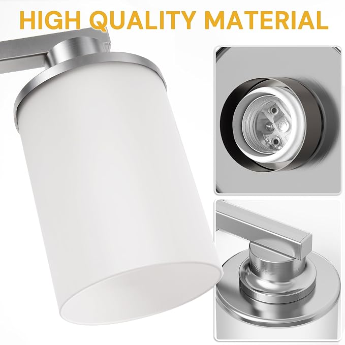 L LOHAS LED Brushed Nickel Bathroom Light Fixtures, 3-Light Vanity Light Over - Image 4