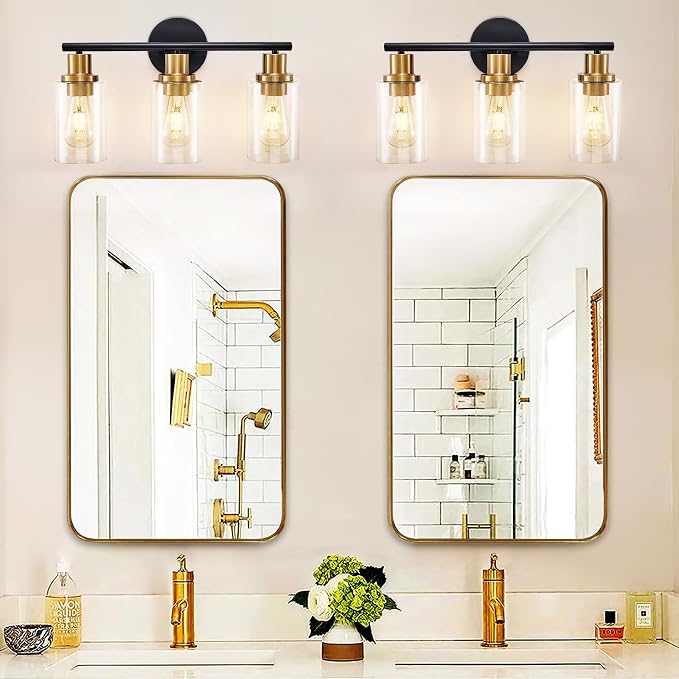 DLLT 3-Light Bathroom Light Fixtures: Black and Gold Modern Vanity Lights - Image 6