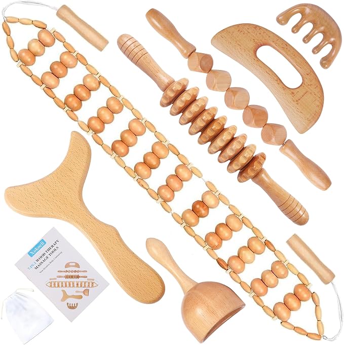 Xokocli 7-in-1 Wood Therapy Massage Tools Lymphatic Drainage Massager by Xokocli
