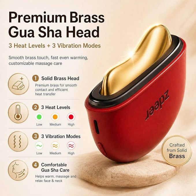 ZDEER Electric Gua Sha Facial Care Set – Heated Brass Face & Neck Massager - Image 3