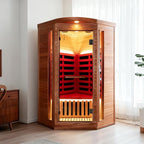 OUTEXER Corner Sauna for One Person Far Infrared Sauna Low-EMF African Mahogany - Image 7