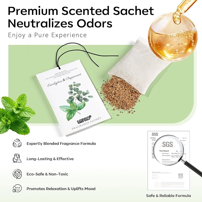 MYARO 12 Packs Eucalyptus Mint Scented Sachets - Image 4