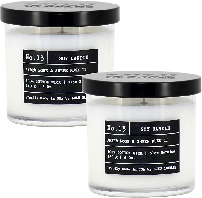 Lulu Candles | Amber, Rose & Sheer Musk II | Luxury Scented Soy Jar Candle | by LULUCANDLES
