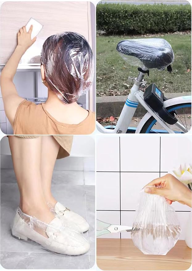 100 PCS Disposable Shower Caps Plastic Clear Hair Cap Elastic Waterproof Hair - Image 6