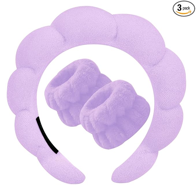 Beleki Spa Headband for Washing and Wristband Set Sponge Headband Women Face by Beleki