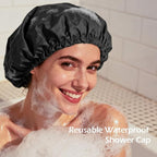 Shower Cap for Women Reusable Waterproof, Large Bath Cap - Image 5