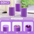 4 Pack Lilac Scented Soy Pillar Candle 2.8x4In, 240H Long Burn, Natural Spring - Image 5