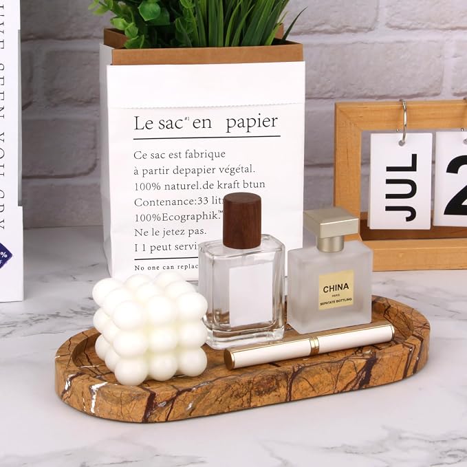 Natural Marble Tray Oval, Bathroom Vanity Tray - Image 6