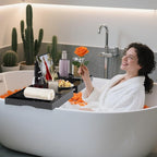 Bathtub Tray Caddy, Premium Bamboo Expandable Bath Tub Trays Table, Foldable - Image 7