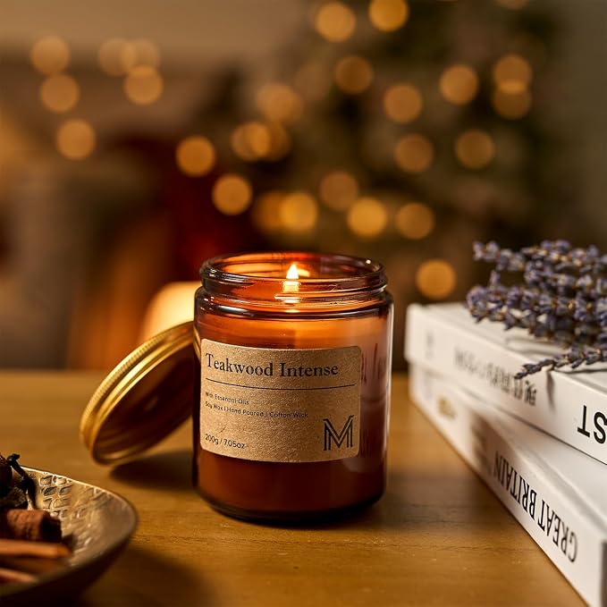 M&SENSE Teakwood Intense Scented Christmas Candle Gift, Aromatherapy Candle Set - Image 6