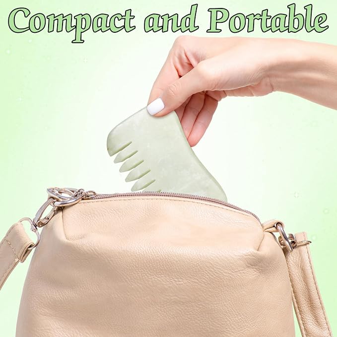 Geiserailie 2 Pcs Jade Combs Esthetician Supplies Massage Stone Hair Gua Sha - Image 6
