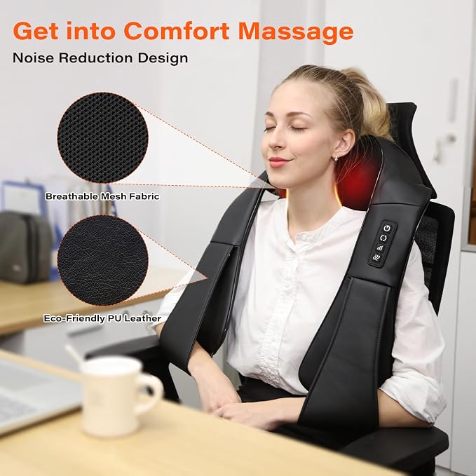 Neck Massager with Heat, Back Massager Deep Tissue, Electric 3D Kneading - Image 3