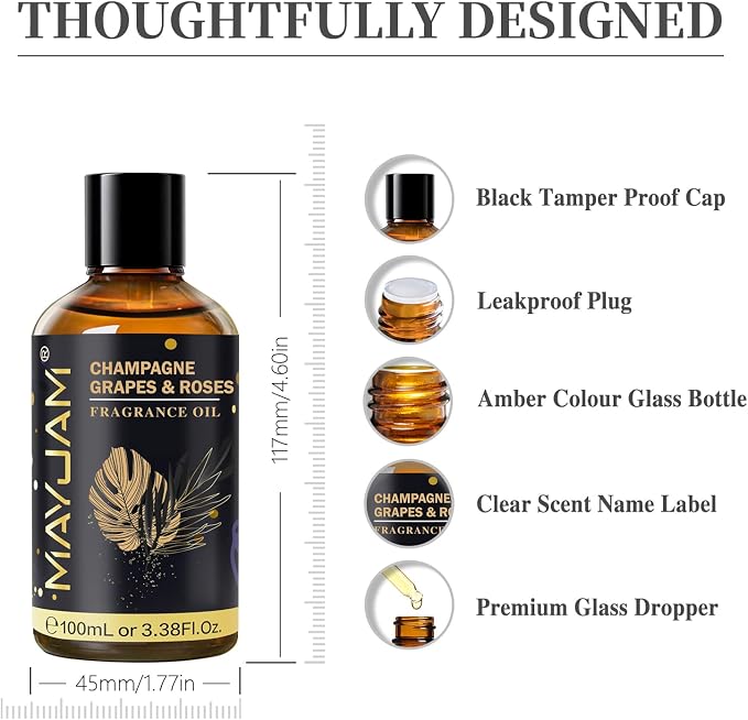 Champagne Grapes & Roses Fragrance Oil, MAYJAM 3.38FL.OZ Essential Oils - Image 8