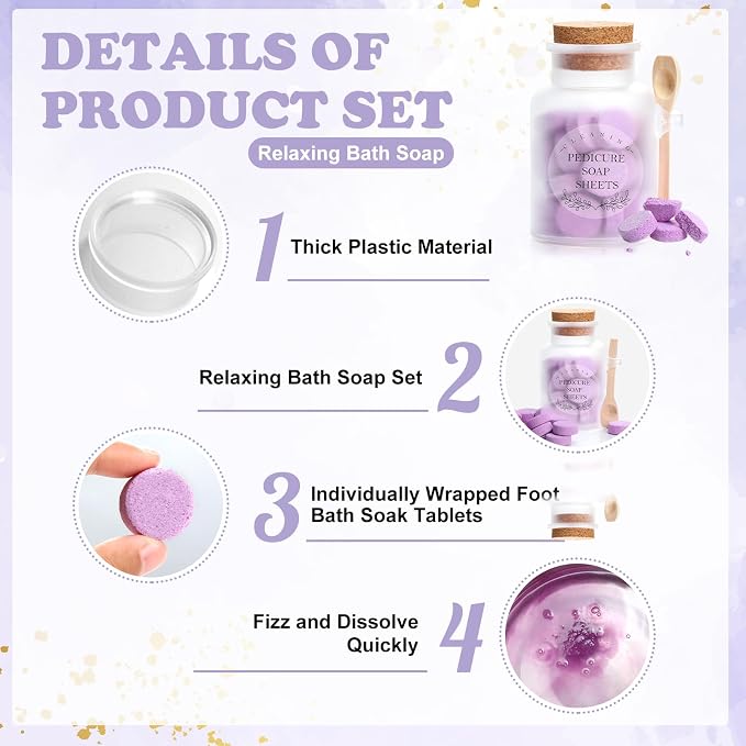 Pedicure Foot Spa Tablets 10 Oz Plastic Bath Salts Jar Foot Soak Tablets - Image 3