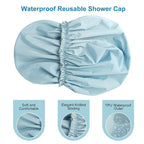 Shower Cap for Women, Double Layer Waterproof Bath Cap, Reusable Hair Protector - Image 6