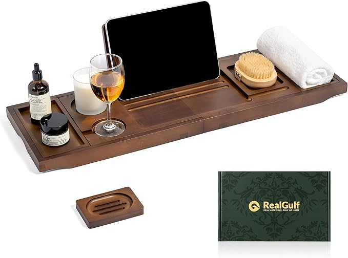 Bamboo Bathtub Tray, Bath Caddy by Unknown