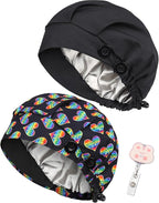 2 Pack Satin Lined Bouffant Scrub Caps by Yuest
