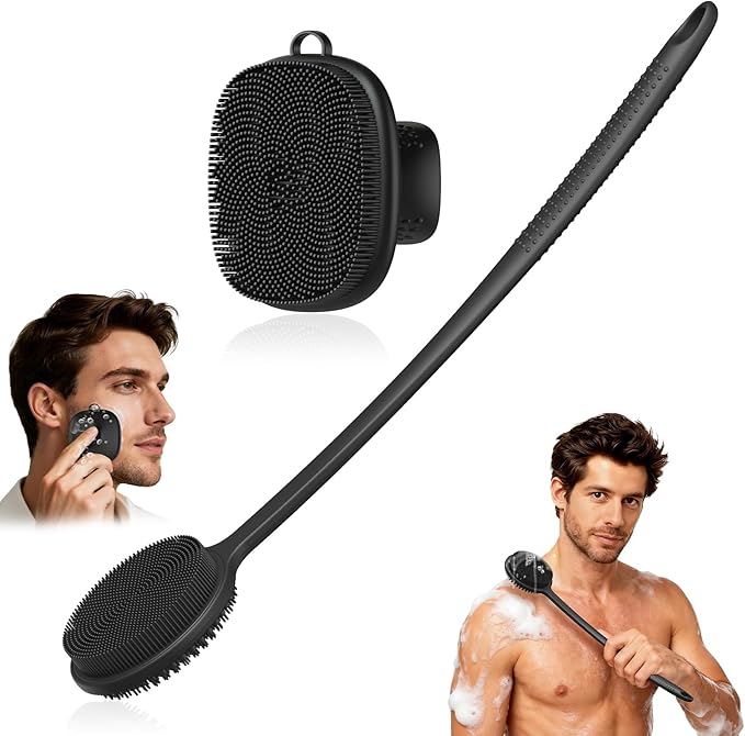 Back Scrubber for Shower & Face Scrubber, Soft Body & Facial Cleansing Scrubber by -100SoftSilicone-
