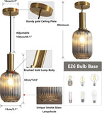 KCO Lighting Mini Smoke Glass Pendant Light Fixture 1-Light Brushed Gold - Image 2