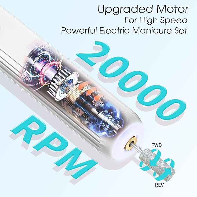 Electric Nail Drill, Professional Manicure Pedicure Kit, Cordless Electric Nail - Image 4